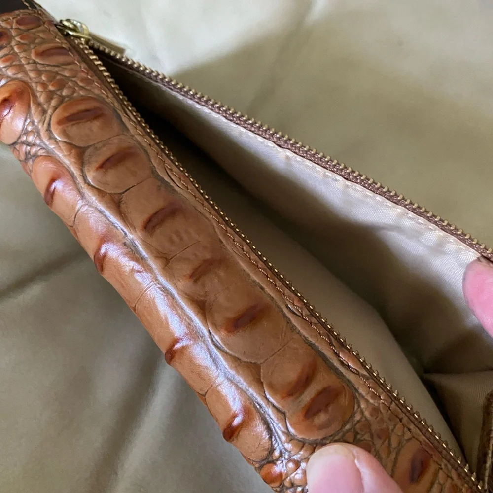 LKNW Brahmin Toasted Almond Bengal Checkbook Wallet READ! Croc Lizard